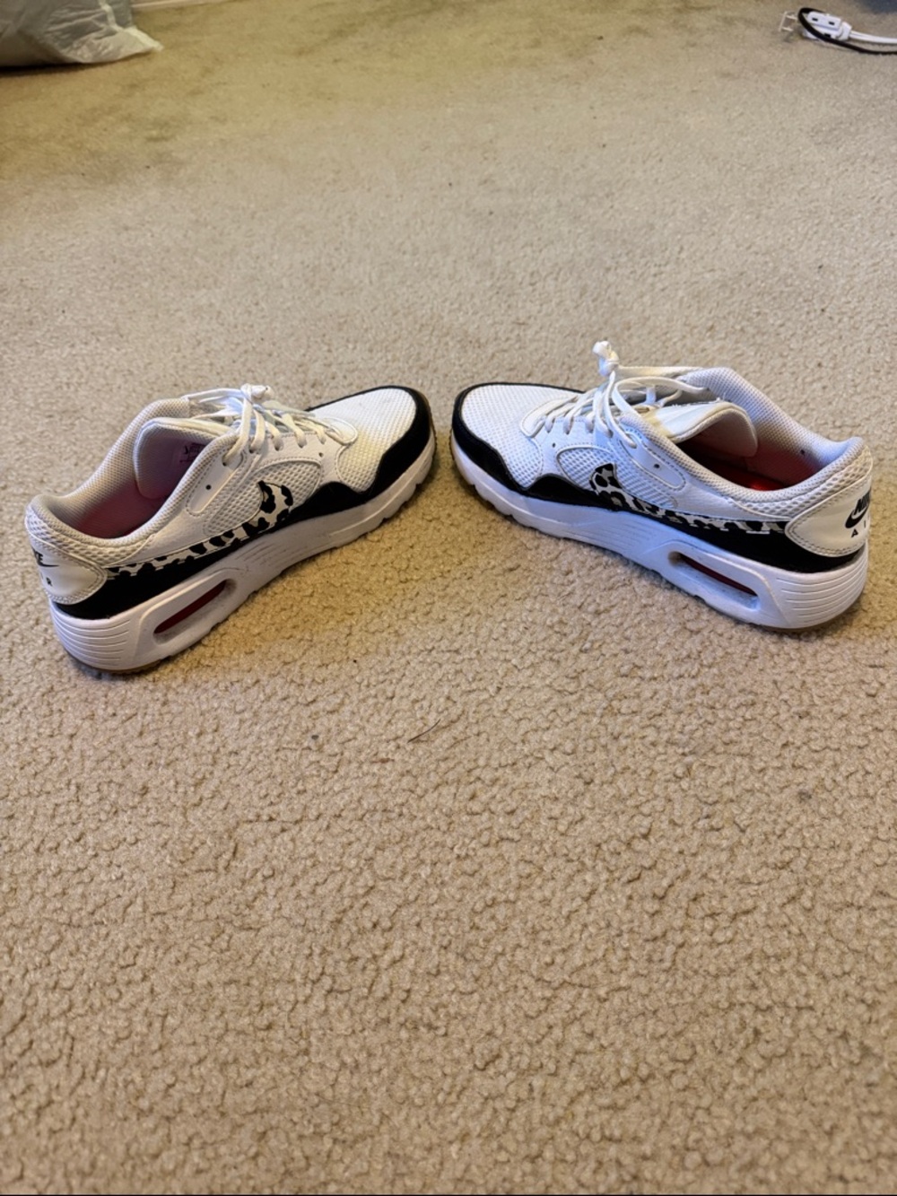 Nike White Athletic Sneakers with Leopard Swoosh - Picture 6 of 10